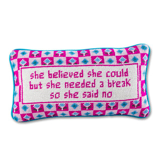 She Needed a Break Needlepoint Pillow-Pillows-[product_category]-Whatsoever Things
