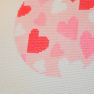 Heart Love Round Needlepoint Canvas