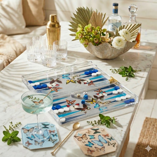 Boxed Acrylic Coaster Set of 4, Butterfly