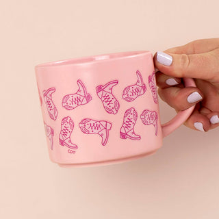 Western Cowgirl Boots Mug - Pink-Drinkware-[product_category]-Whatsoever Things