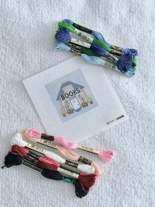 Mini Bookshop Hand-Painted Needlepoint Canvas