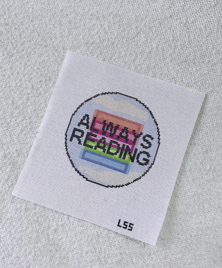"Always Reading" Fantasy Bookstack Needlepoint Canvas
