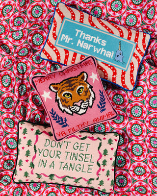 Tinsel in a Tangle Needlepoint Pillow-[product_category]-Whatsoever Things