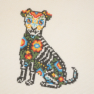 Día de los Muertos Dog Hand Painted Needlepoint Canvas