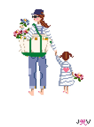 JV262-JV267 - Mother & Child Needlepoint Canvases