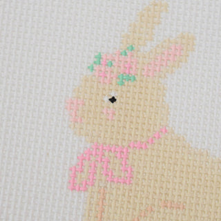 Floral Bunny Hand Painted Needlepoint Canvas