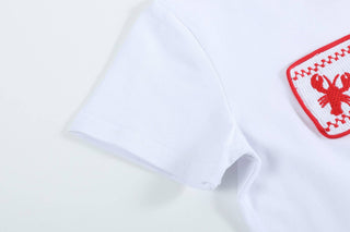 White Crawfish Smocked Tee with 'Denim' Shorts-Baby & Kids Clothing-[product_category]-Whatsoever Things