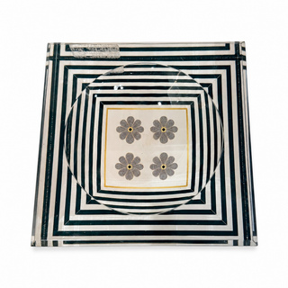 Catchall Lucite Bowl - Striped Floral