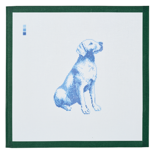 Vintage Blue Toile Labrador Retriever Needlepoint Canvas