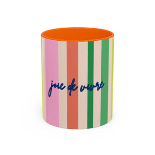Colorful Striped Accent Coffee Mug, Navy – 'Joie de Vivre'
