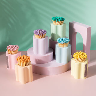 Pastel Flower Vessel with Colorful Matchsticks-Lighters & Matches-[product_category]-Whatsoever Things