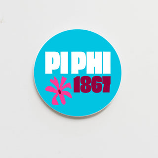 Pi Beta Phi Funky Floral Greek Button - 3.00 inch-Accessories-[product_category]-Whatsoever Things