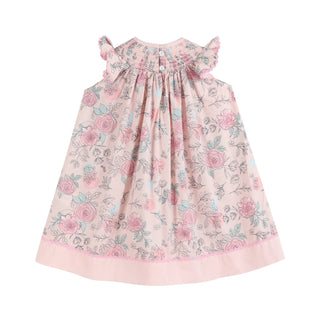 Pink Rose Smocked Flutter Sleeve Dress / Romper-Baby & Kids Clothing-[product_category]-Whatsoever Things