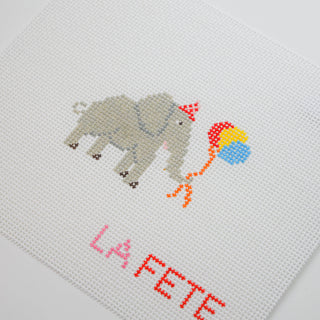 Party Animals - Elephant Hand Painted Needlepoint Canvas