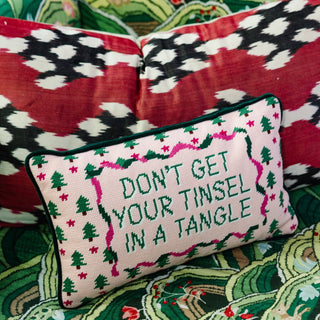 Tinsel in a Tangle Needlepoint Pillow-[product_category]-Whatsoever Things