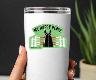 3" Waterproof My Happy Place Jumper Funny Horse Sticker-Stickers-[product_category]-Whatsoever Things