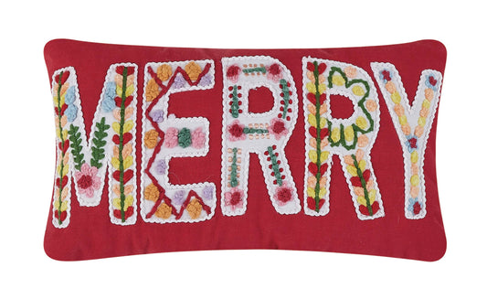 Boho Merry Embroidered Pillow