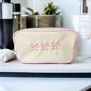 Beauty Bag, Embroidered, Trendy Gift, Bows, Coquette-Bags-[product_category]-Whatsoever Things