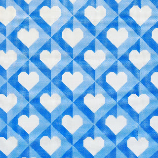 Blue Heart Pillow Hand-Painted Needlepoint Canvas