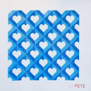 Blue Heart Pillow Hand-Painted Needlepoint Canvas
