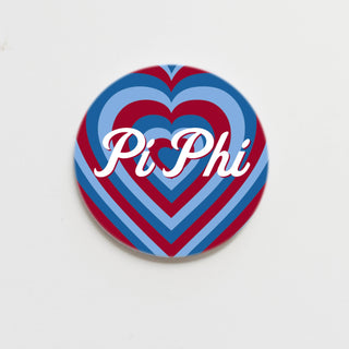 Pi Beta Phi Greek Retro Heart Button - 2.25 inch-Accessories-[product_category]-Whatsoever Things