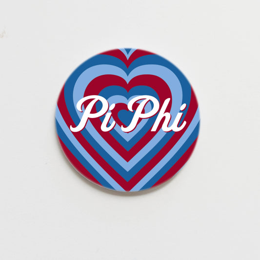 Pi Beta Phi Greek Retro Heart Button - 2.25 inch