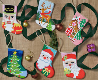 Santa w/Present Embroidered Mini Stocking-[product_category]-Whatsoever Things
