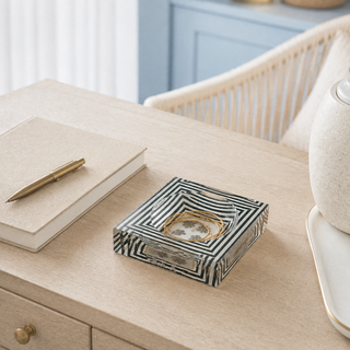 Catchall Lucite Bowl - Striped Floral