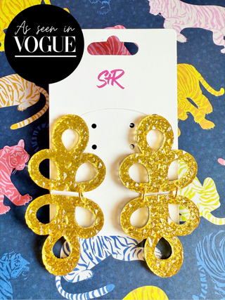 Gold Lamé Acrylic Janey Dangle Earring-[product_category]-Whatsoever Things