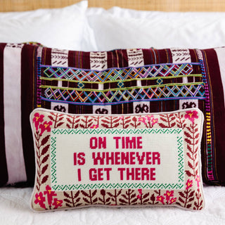 On Time Needlepoint PIllow-[product_category]-Whatsoever Things