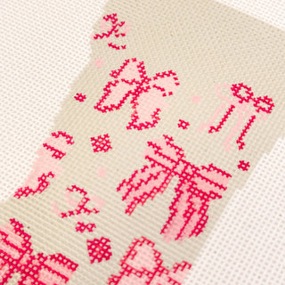 Hand-Painted Coquette Bow Mini Stocking Needlepoint Canvas