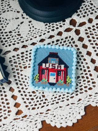 USA Mini House Hand-Painted Needlepoint Canvas