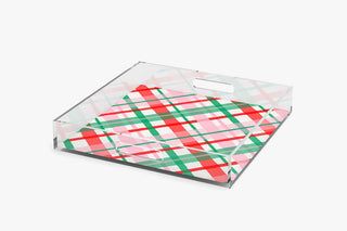 Christmas Plaid Tray | Acrylic Tray | Holiday Serving Tray-[product_category]-Whatsoever Things