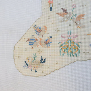 12 Days of Christmas Needlepoint Stocking Canvas | Hand-Painted 13 Mesh