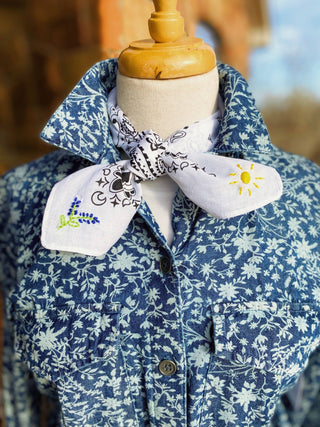 Embroidered Texas Bluebonnet Bandana-Accessories-[product_category]-Whatsoever Things