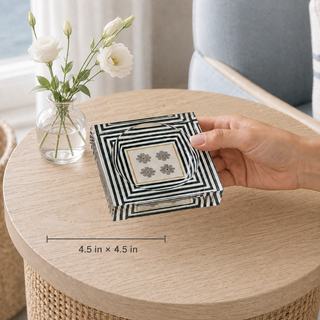 Catchall Lucite Bowl - Striped Floral
