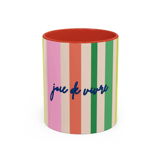 Colorful Striped Accent Coffee Mug, Navy – 'Joie de Vivre'