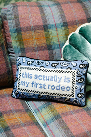 First Rodeo Needlepoint Pillow-Pillows-[product_category]-Whatsoever Things