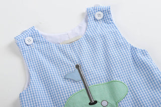 Blue Gingham Golf Hole Shortall-Baby & Kids Clothing-[product_category]-Whatsoever Things