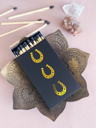Black Oversized Horseshoe Matches with Gold Foil-Lighters & Matches-[product_category]-Whatsoever Things