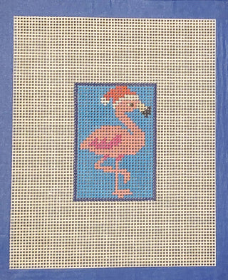 Coastal Christmas Flamingo Hand Painted Needlepoint Canvas
