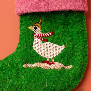 Silly Goose Felt Stocking | Embroidered Felt | 20cm