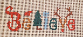 "Believe" Christmas Hand Painted Needlepoint Canvas