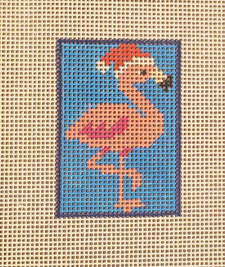 Coastal Christmas Flamingo Hand Painted Needlepoint Canvas