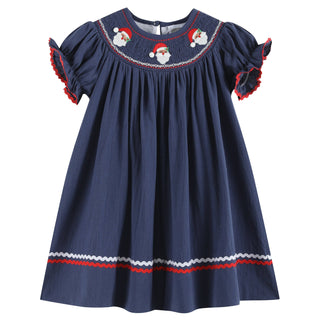 Navy Blue Santa Smocked Outfits-Baby & Kids Clothing-[product_category]-Whatsoever Things