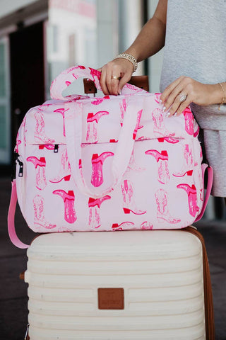 Light Pink Western Boots Weekender Bag-Bags-[product_category]-Whatsoever Things