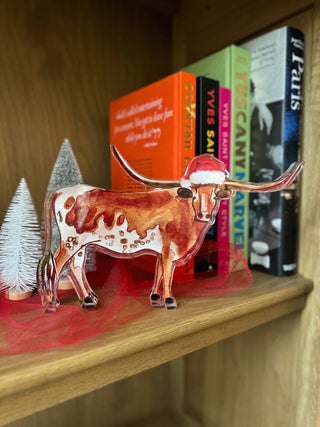 Acrylic Art Block | Longhorn Santa - Christmas-[product_category]-Whatsoever Things