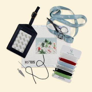 Ski Scene Luggage Tag Kit: All-In-One, Self Finishing Needlepoint Kit