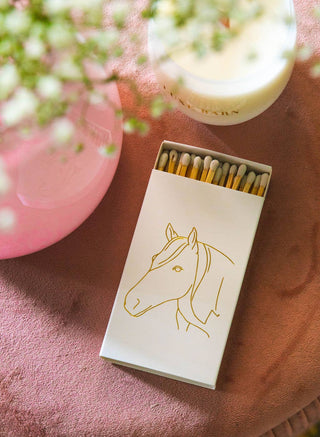 White Oversized Horse Head Matches with Gold Foil-Lighters & Matches-[product_category]-Whatsoever Things