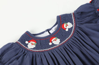 Navy Blue Santa Smocked Outfits-Baby & Kids Clothing-[product_category]-Whatsoever Things